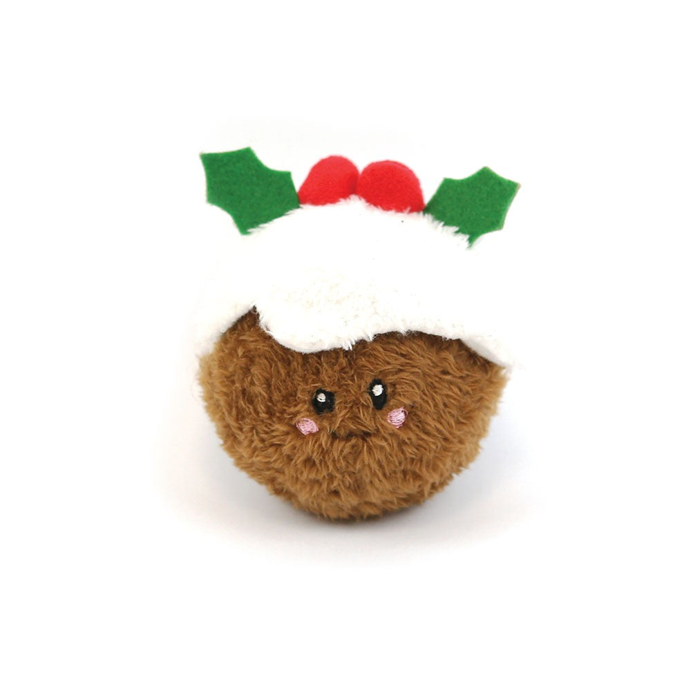 Front View of Happy Pet Christmas Pudding Squeaker Ball Dog Toy