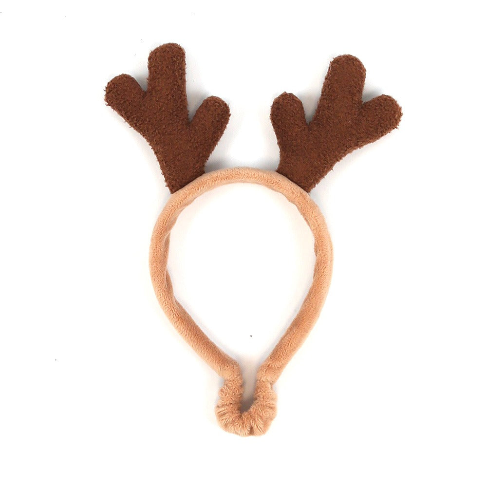 Front View of Happy Pet Reindeer Dog Headband