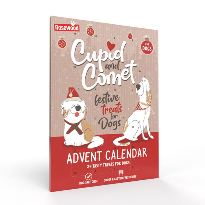 Front View of Cupid and Comet Christmas Advent Calendar Treat for Dogs - 70g