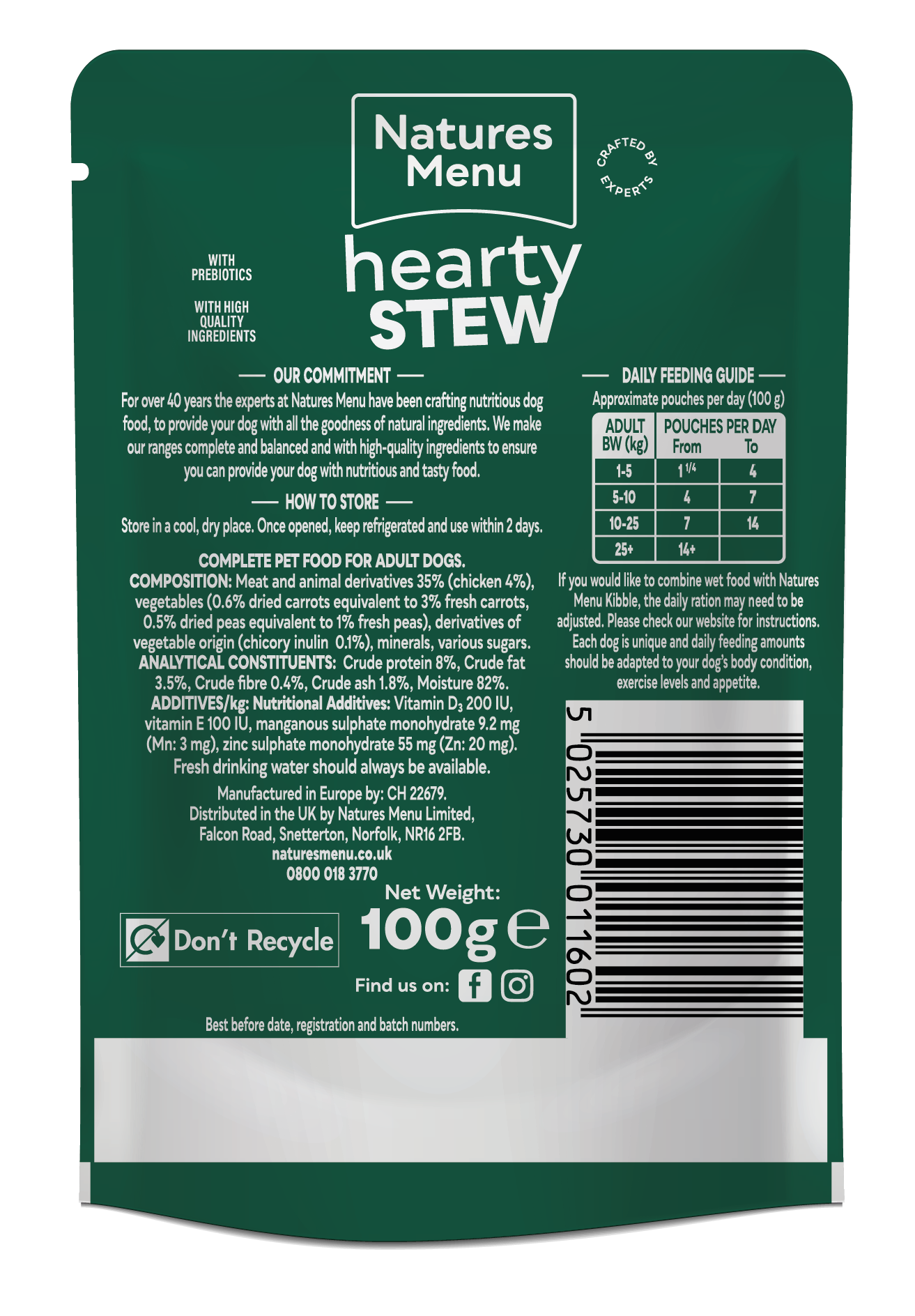 Natures Menu Hearty Stews Wet Dog Food Pouch With Chicken & Vegetable