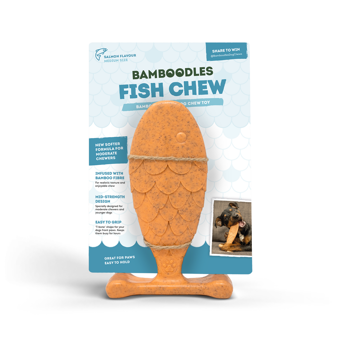 Bamboodles Fish Chew Toy for Dogs - Salmon Flavour