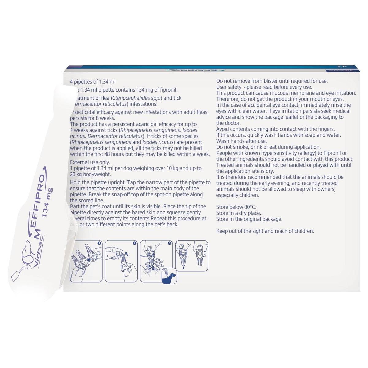 Effipro Spot On for Dogs 4 x 134mg (10-20kg) Flea Treatment 4 Pipettes