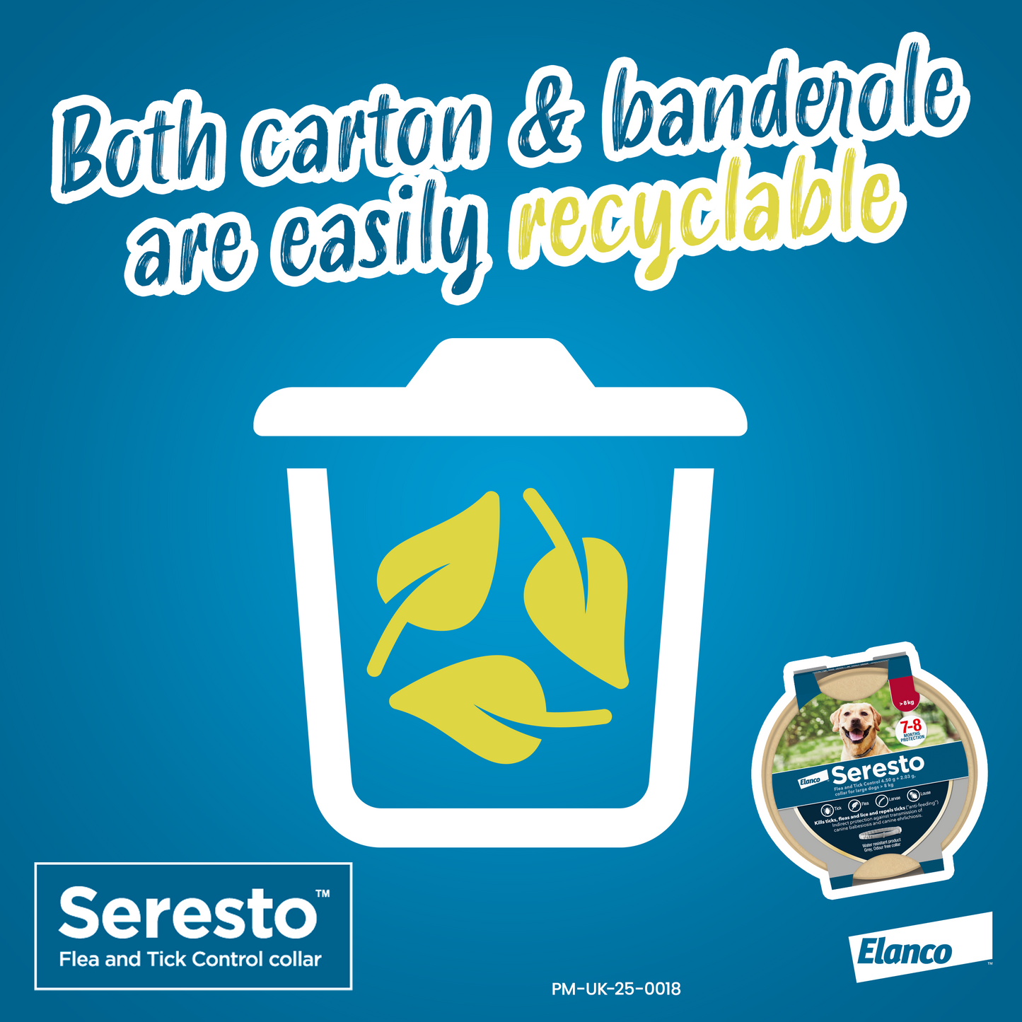 Seresto collar for dogs both carton and banderole are easily recyclable