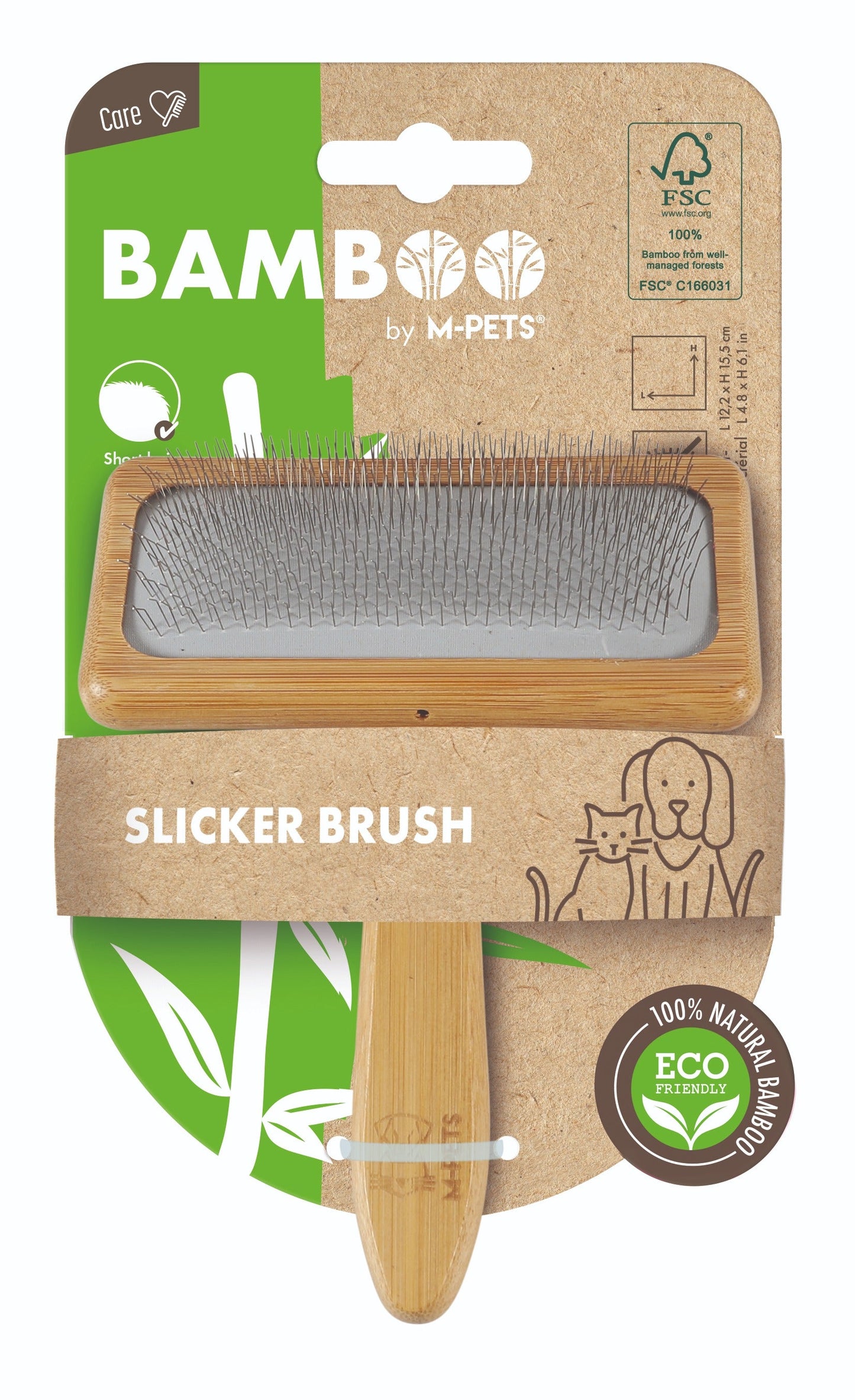 M-Pets Bamboo Slicker Brush for Dogs & Cats