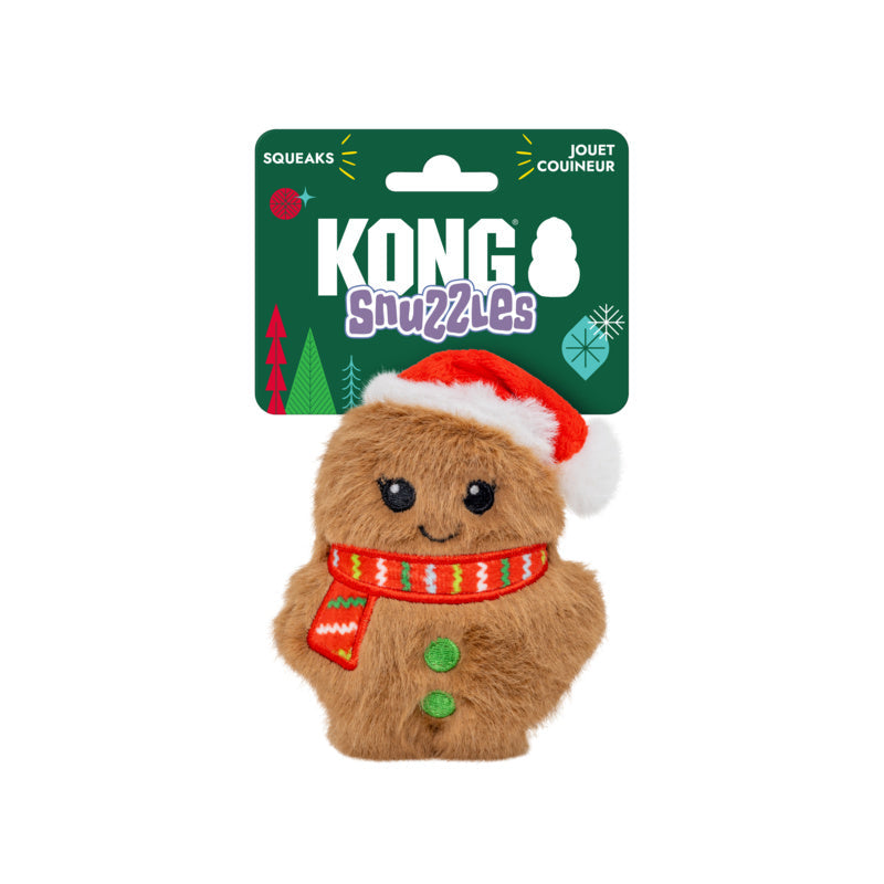 KONG Christmas Snuzzles Mini Santa Gingerbread Dog Toy