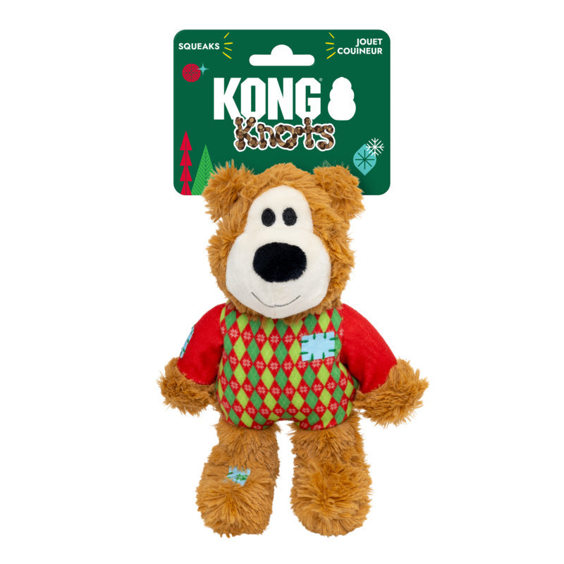 KONG Christmas Holiday Wild Knots Sweater Bear Dog Toy