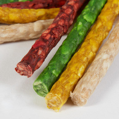 Tasty & Meaty Munchy Assorted Rawhide Rolls | Natural Chewy Adult Dogs Treats | 100-Pack