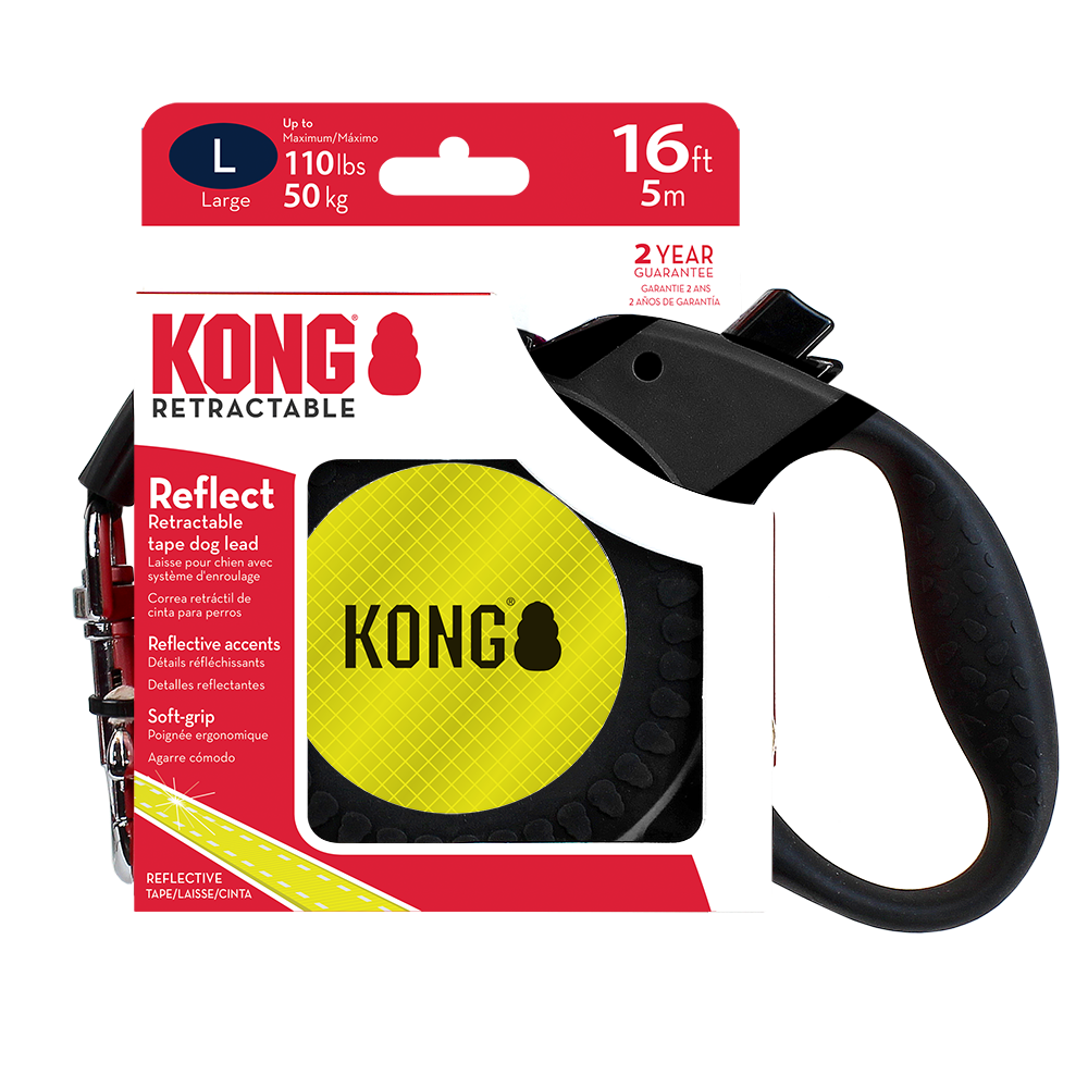 Front View of KONG Reflect Retractable Red Dog Lead