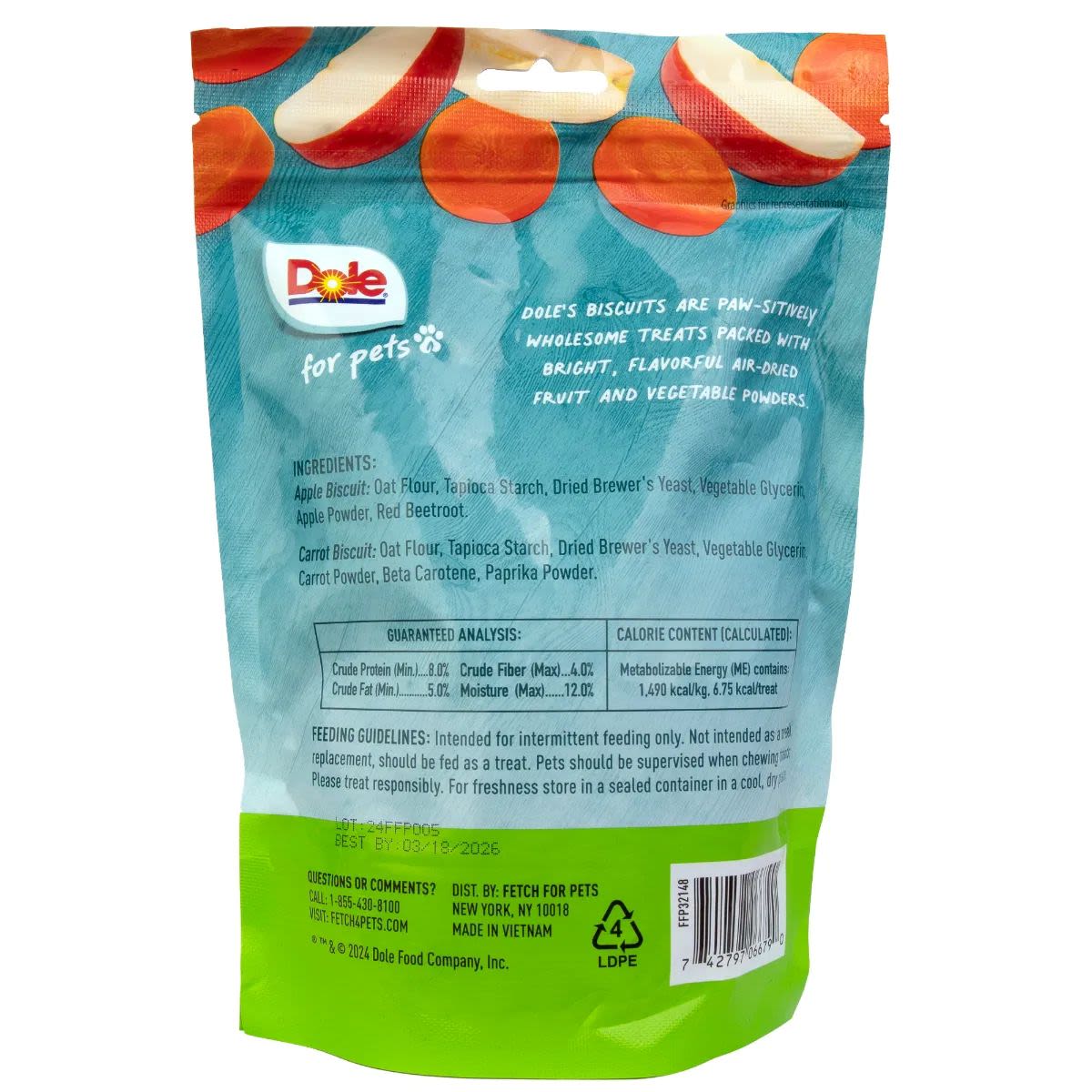 Back View of Dole Apple & Carrot Dog Biscuits