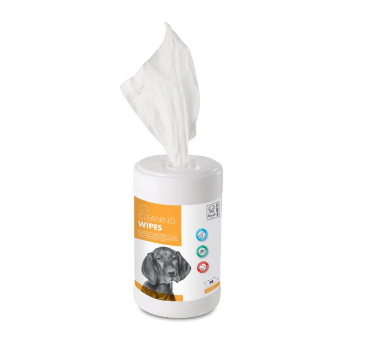Front View of M-Pets Cleaning Pet Wipes Tub