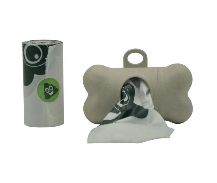 M-Pets Bamboo Dog Poo Waste Bag Dispenser with natural Vegetable