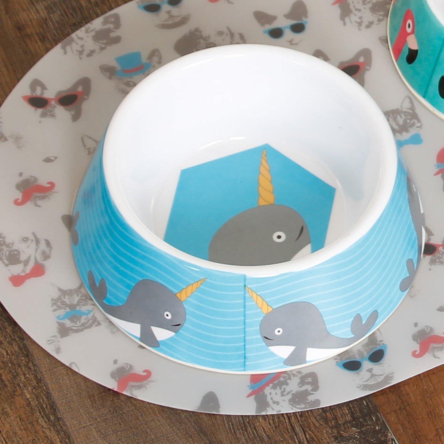 Ministry Of Pets Melamine Non-slip Pet Bowl - Narwhal - 480ml