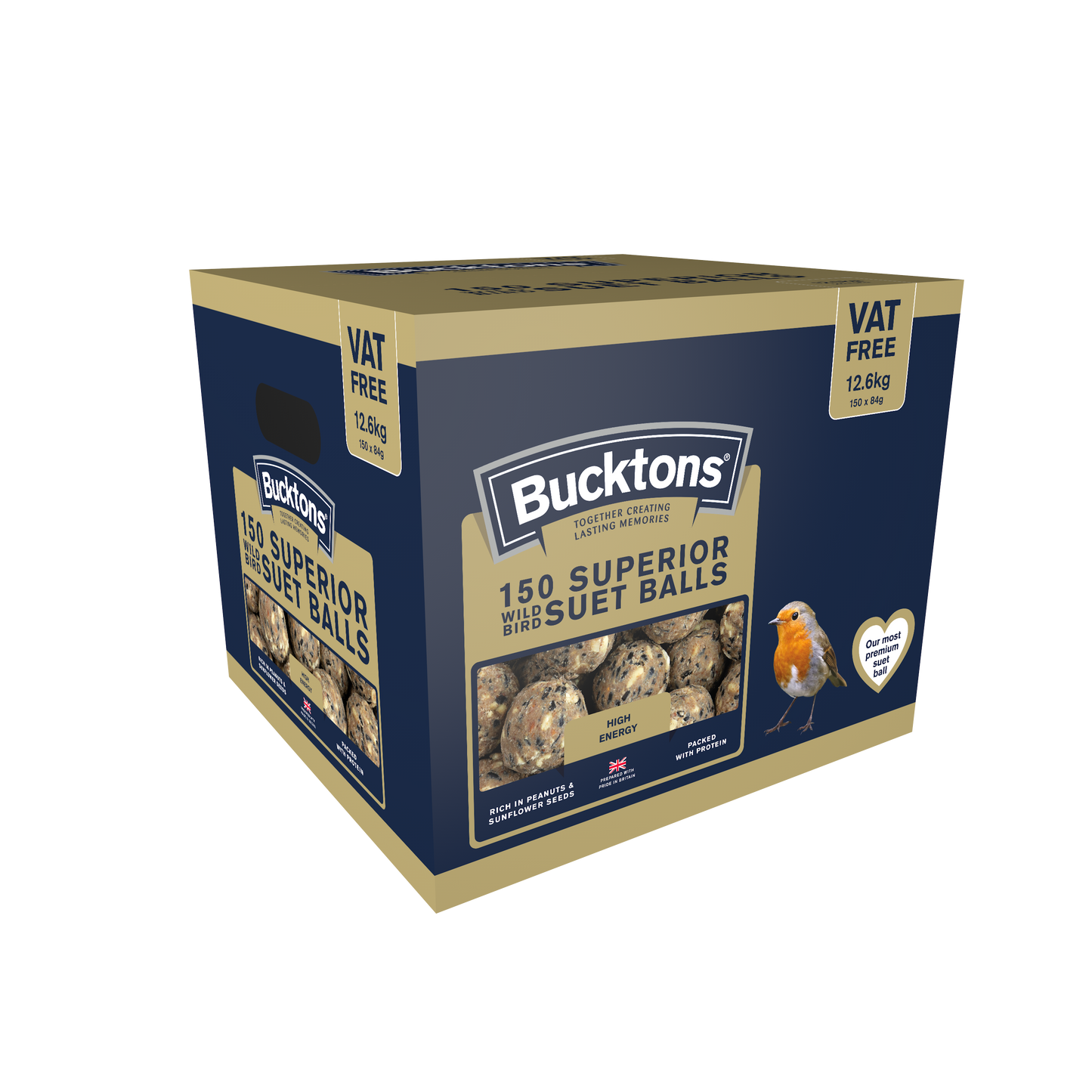 Front View of Bucktons 150 Superior Suet Balls Wild Bird Food