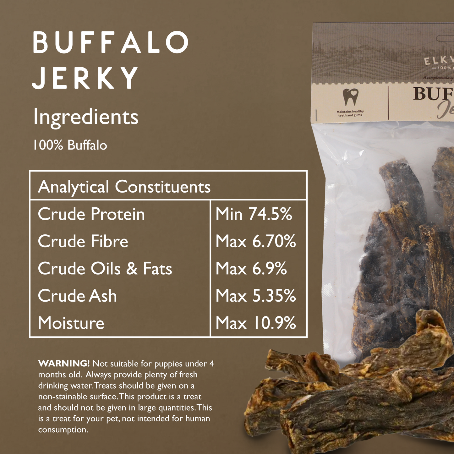 Elkwood 100% Buffalo Natural Jerky Dog Treat