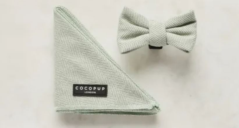 Cocopup Sage Tweed Bandana and Bow Tie