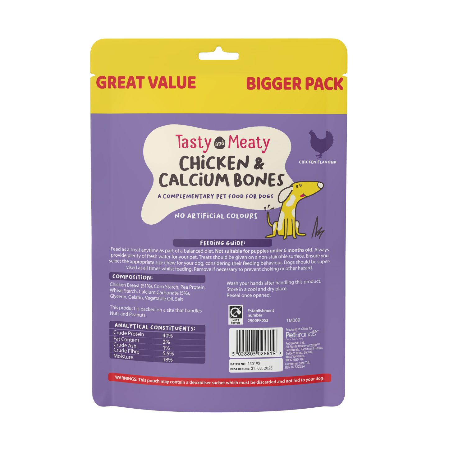 Tasty & Meaty Chicken & Calcium Bones Adult Dog Treats | 350g