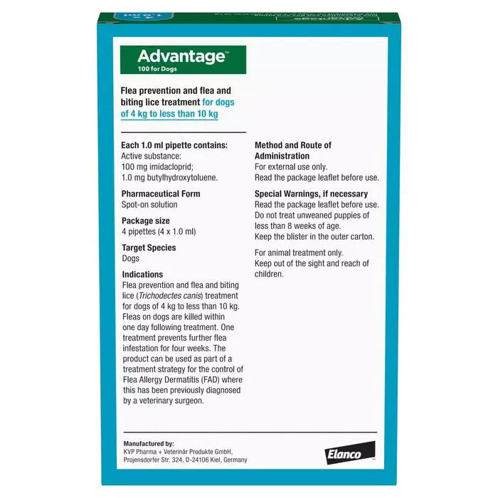 Advantage 100 Spot On Dog Flea Treatment for Dogs