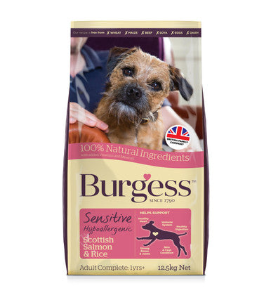 Burgess Sensitive Adult Complete Dry Dog Food Salmon Rice
