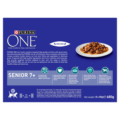Purina ONE Senior 7+ Mini Fillets Wet Cat Food Chicken Beef