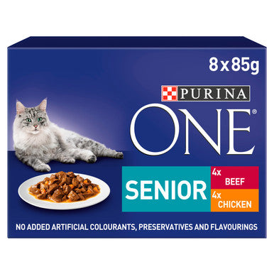 Purina ONE Senior 7+ Mini Fillets Wet Cat Food Chicken Beef