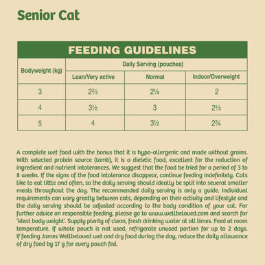 James Wellbeloved Grain Free Senior Cat Wet Food Pouch Lamb