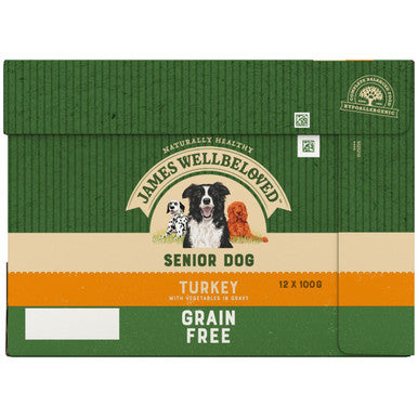 James Wellbeloved Grain Free Senior Wet Dog Food Pouches Turkey in Gravy