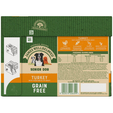 James Wellbeloved Grain Free Senior Wet Dog Food Pouches Turkey in Gravy