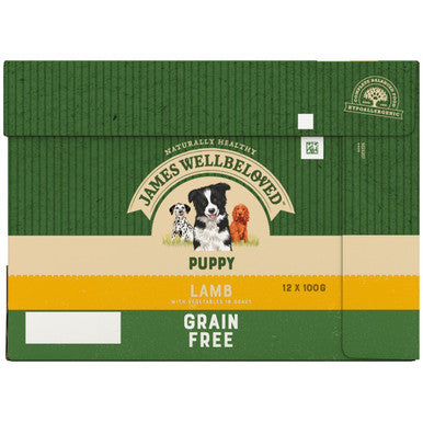 James Wellbeloved Grain Free Puppy Wet Dog Food Pouches Lamb in Gravy