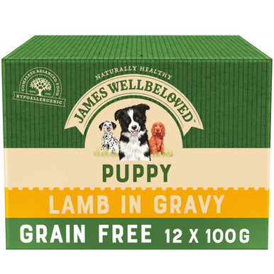 James Wellbeloved Grain Free Puppy Wet Dog Food Pouches Lamb in Gravy