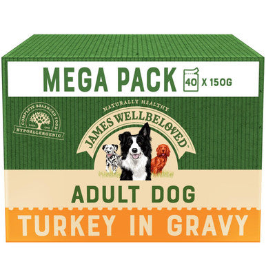 James Wellbeloved Natural Adult Dog Turkey Rice in Gravy