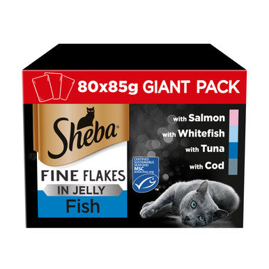 Sheba Fine Flakes Adult Cat Wet Food Pouches Fish Selection in Jelly