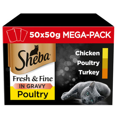 Sheba Mini Cat Adult Wet Food Pouches Poultry Collection in Gravy