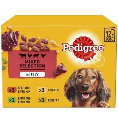 Pedigree Senior Wet Dog Food Pouches Meat Selection in Jelly