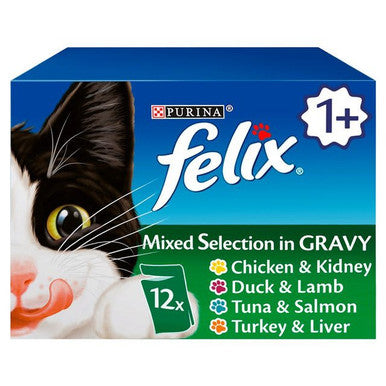 Felix Adult Wet Cat Food Pouch Meat Selection in Gravy
