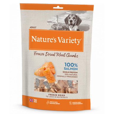 Natures Variety Freeze Dried Meat Chunks Adult Dog Treats Salmon