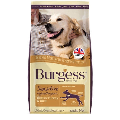 Burgess Sensitive Adult Hypoallergenic Turkey Rice Dry Dog Food