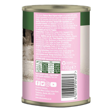 Natures Menu Original Puppy Chicken Turkey Wet Dog Food Cans