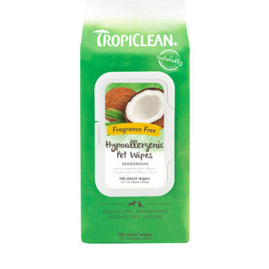 Tropiclean Hypoallergenic Deodorising Pet Wipes for Dog Cat