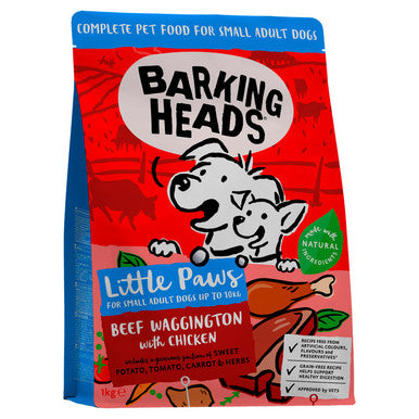 Barking Heads Little Paws Small Adult Dry Dog Food Beef Waggington with Chicken