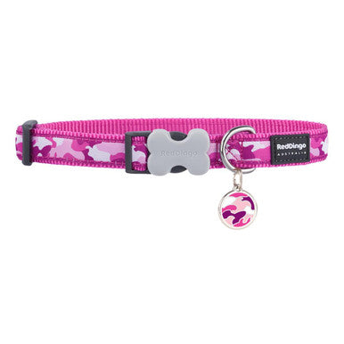 Red Dingo Camouflage Dog Collar in Hot Pink