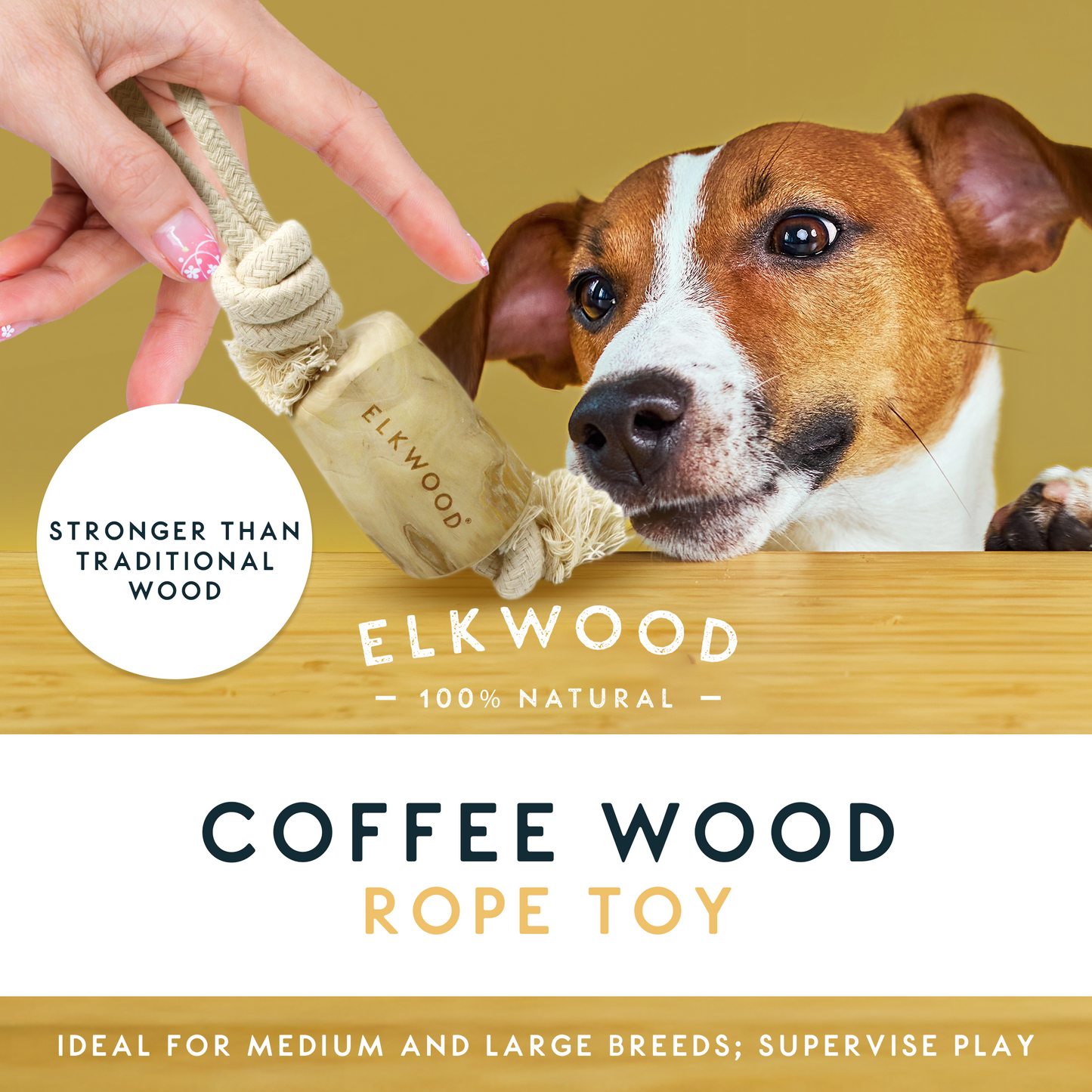 Elkwood Coffee Wood Rope Dog Toy