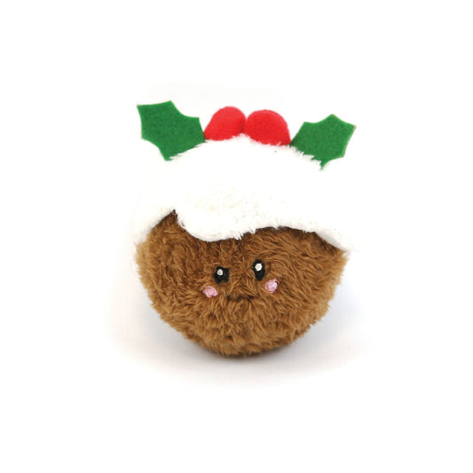 Front View of Happy Pet Christmas Pudding Squeaker Ball Dog Toy