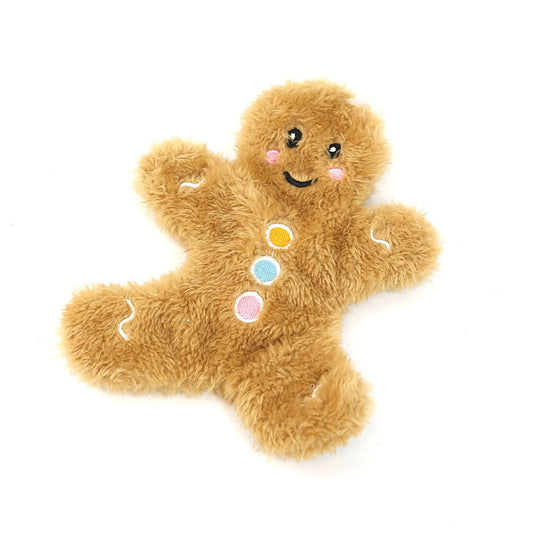Front View of Happy Pet Gingerbread Man Unstuffed Crinkle Dog Toy