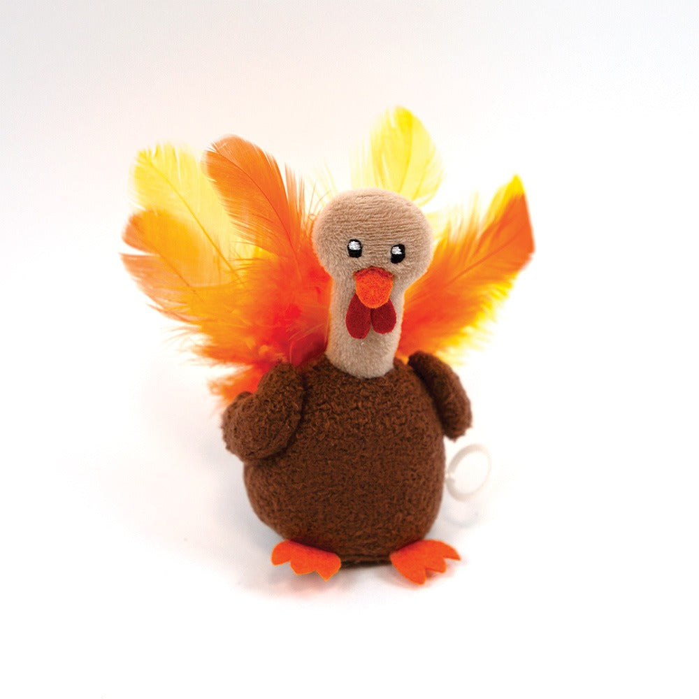 Front View of Happy Pet Shaking Terry Turkey Cat Toy