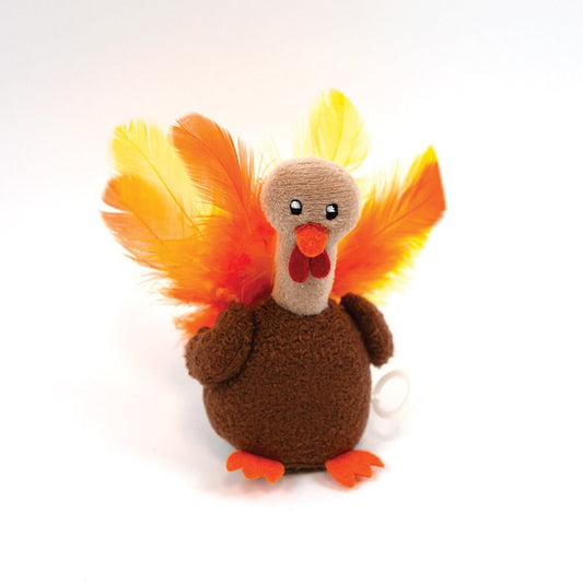 Front View of Happy Pet Shaking Terry Turkey Cat Toy