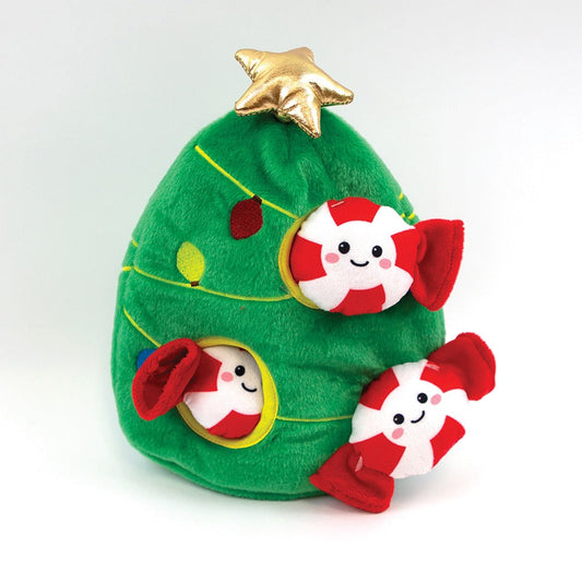 Front View of Happy Pet Christmas Tree Burrow & Hide Dog Toy