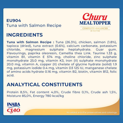 Ciao Churu Meal Topper for Adult Dogs - Chicken with Salmon Recipe - 4 x 14g