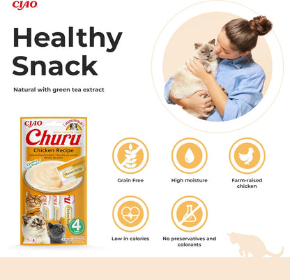 Ciao Churu 4 Pack Cat Treat - Chicken Recipe - 4 x 14g