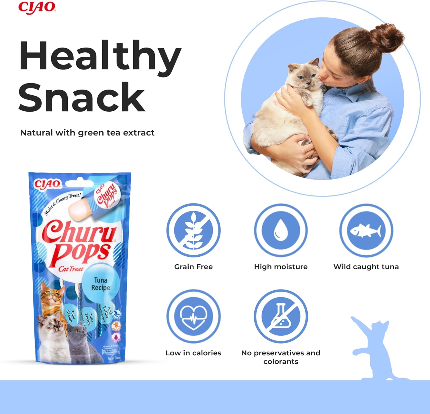 Ciao Churu Pops 4 Pack Cat Treat - Tuna Recipe - 4 x 15g