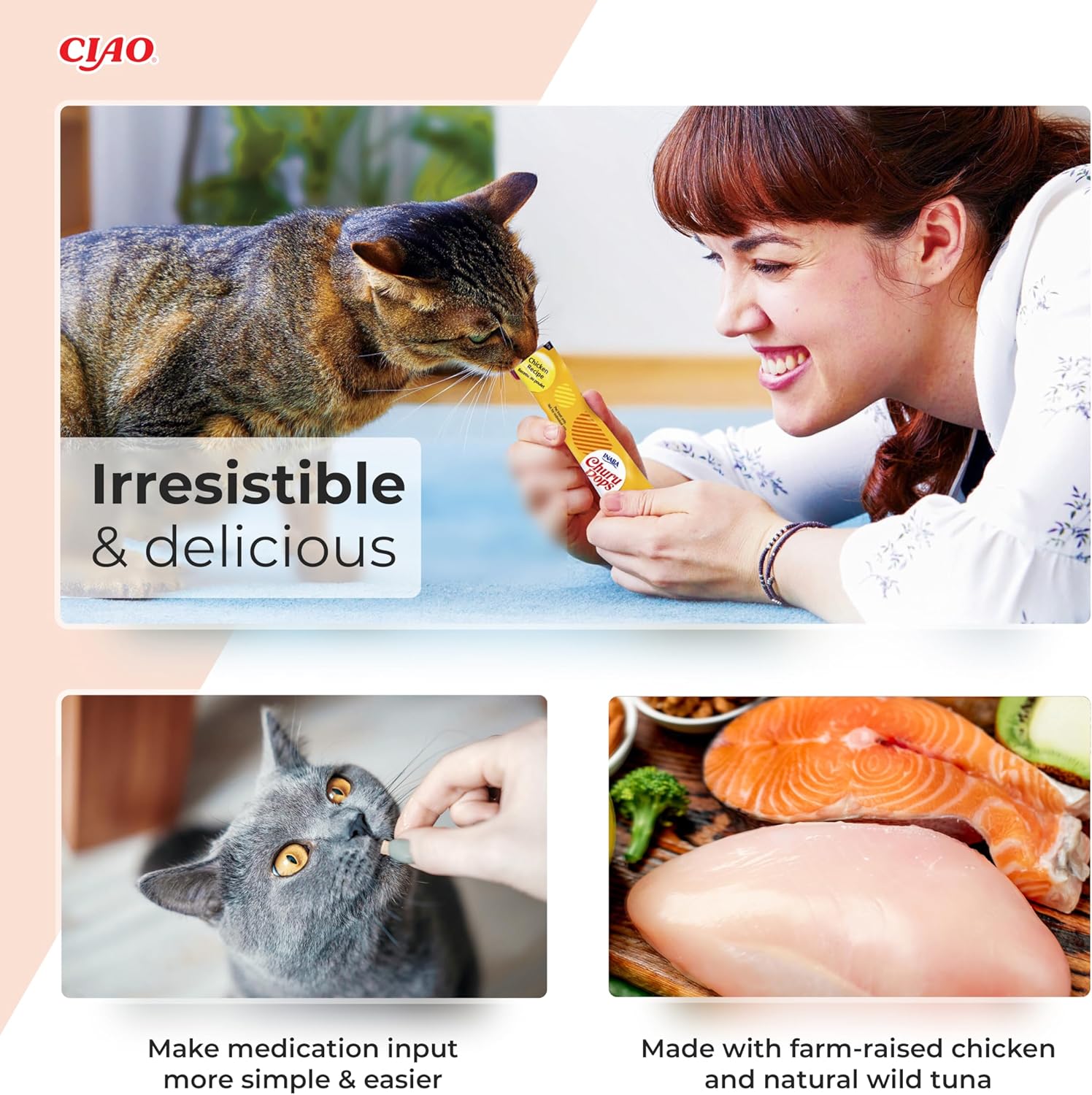 Ciao Churu Pops 4 Pack Cat Treat - Tuna Recipe - 4 x 15g